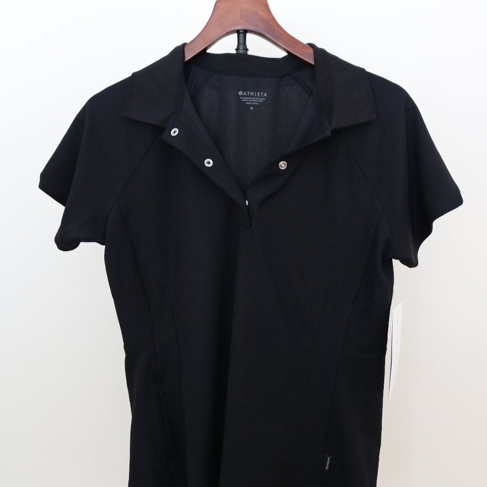 Athleta everyday polo tee golf top black size m women's